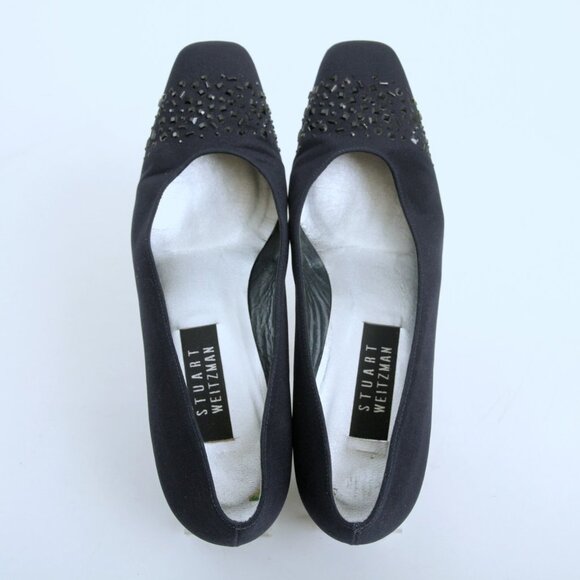 Stuart Weitzman Navy Embellished Closed Toe Block Heel Pumps in Navy Size 9 - Picture 10 of 12
